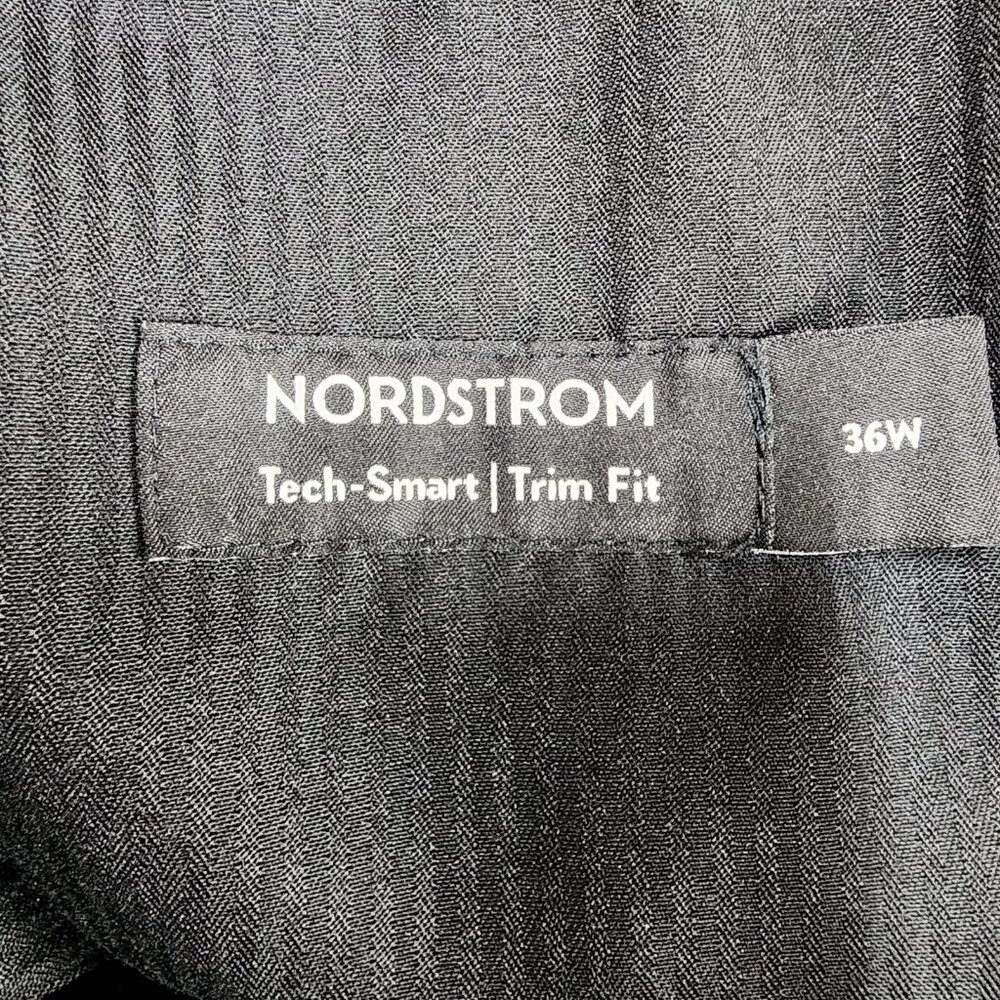 Nordstrom Mens Dress Pants 36x29 Black Tech Smart Trim Fit Wool Blend Stretch - Picture 5 of 11